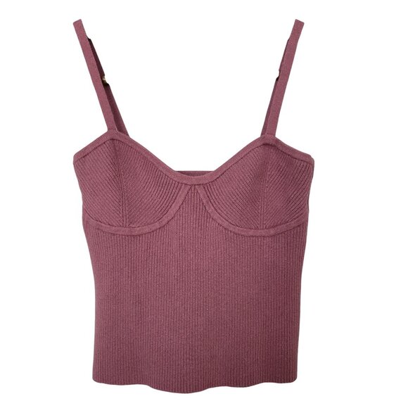 Madewell Corset-Detail Crop Sweater Tank Womens Size XS Pressed Grape - Picture 1 of 4